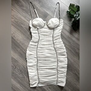 Celebrity fashion by hera collection sexy mesh and rhinestone mini dress